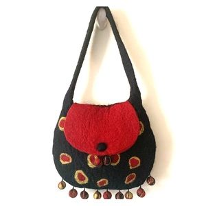 Rising Tide Multicolored Boho Wool Shoulder Bag Small